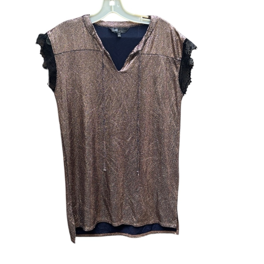 LuLaRoe Shimmering Gold.and Black Lace Blouse/Tunic